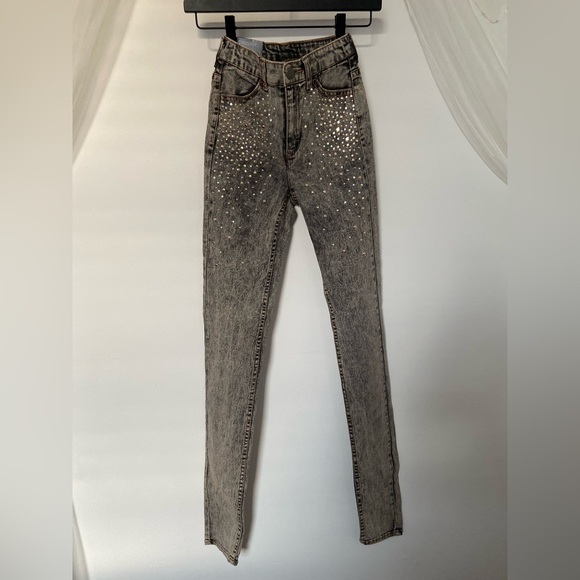 H&M NWT High-Rise Skinny Jeans w/ Rhinestones - Picture 11 of 16
